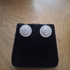 925 Sterling Silver Moissanite Round Stud Earrings